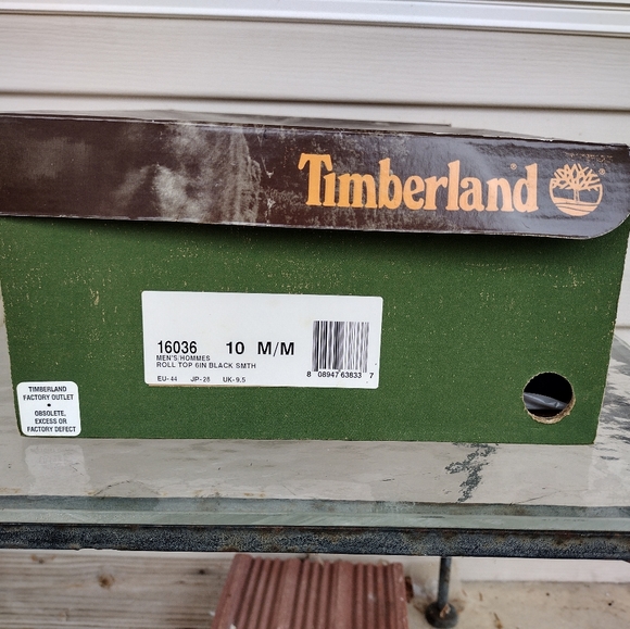 Rare Timberland Roll Top 6 Inch Black Smooth Leather Boots Timberland Fabric Top - Picture 12 of 13